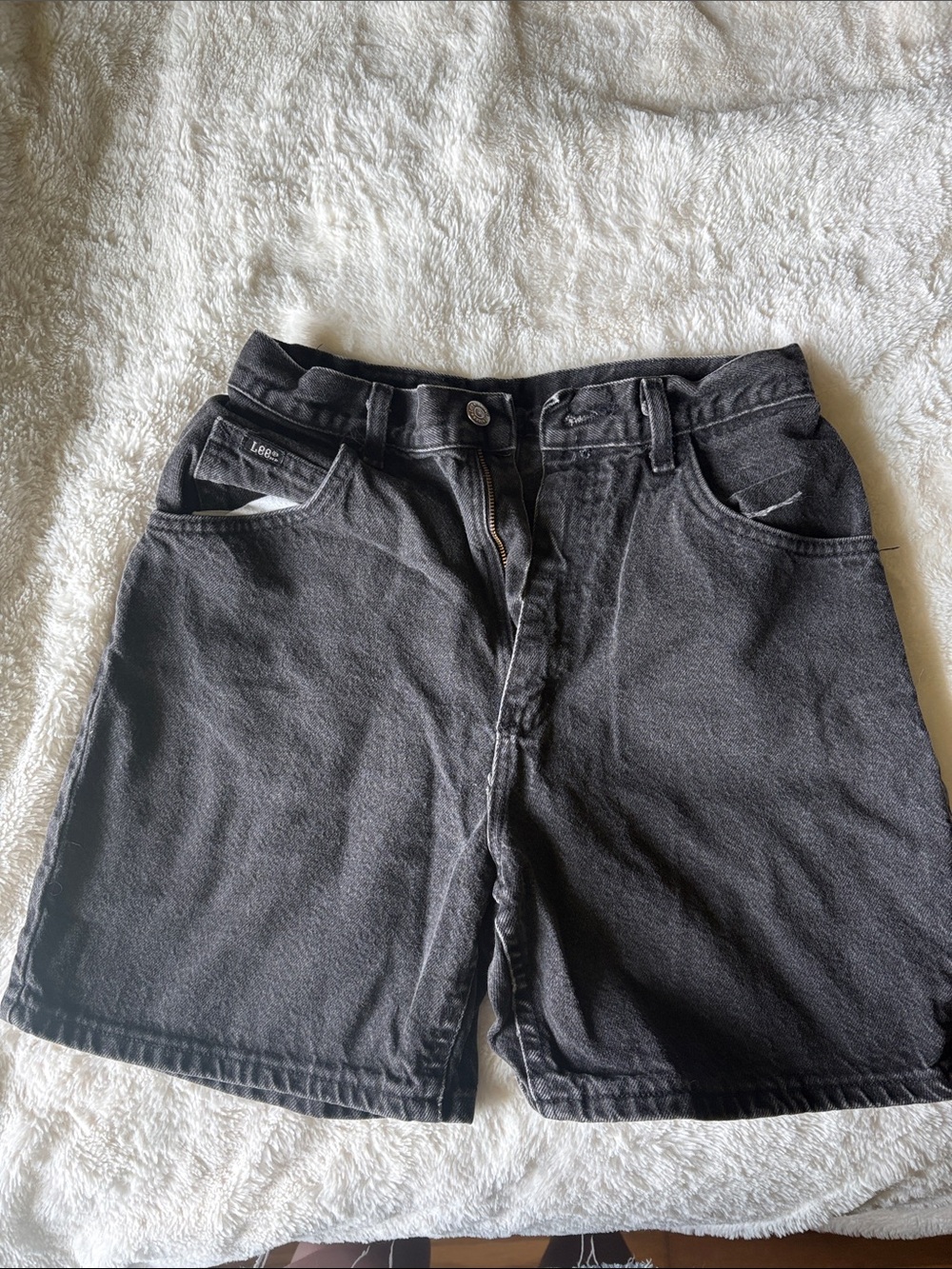 Lee Washed Black High-Rise Denim Shorts